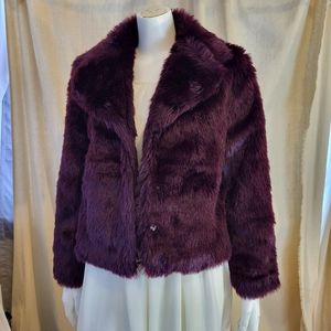 Faux fur jacket in a rich purple plum